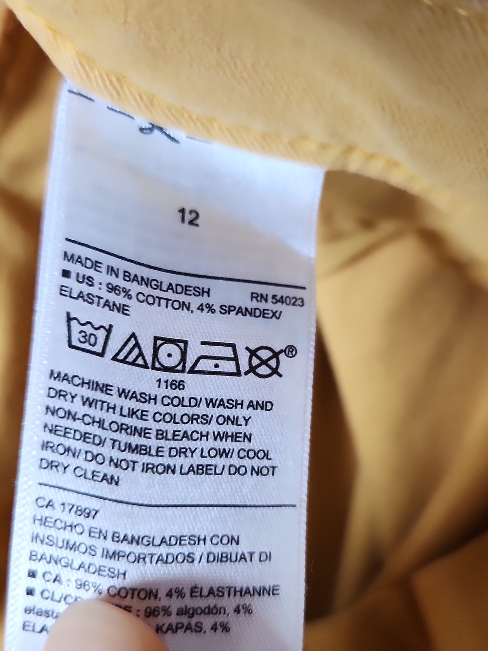 Old Navy Pixie Chinos Yellow - 12 - Picture 3 of 7